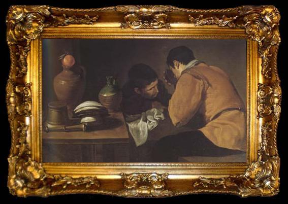 framed  Diego Velazquez Deux Jeunes Gens a table (df02), ta009-2